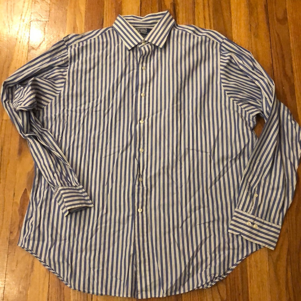 Ralph Lauren Stripe Spread Collar Dress Shirt